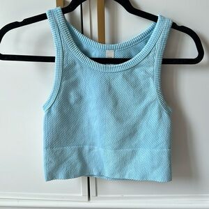 summery ribbed teal tank